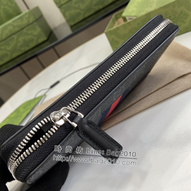 Gucci專櫃古馳最新款飾GG細節拉鏈錢包男士長夾錢包 jh2251型號：408831